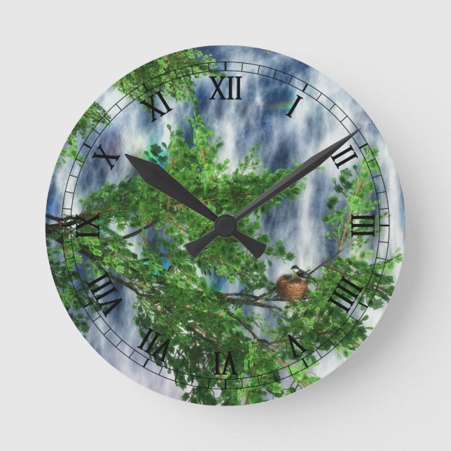 Birdsnest Falls Clock Runde Wanduhr (Vorderseite)