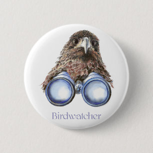 Birdwatcher Hawk Bird beobachtet Spaß Button