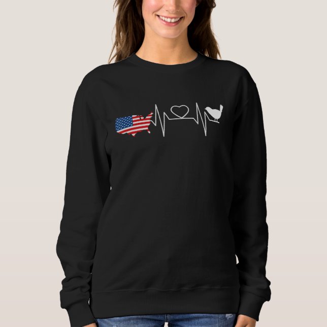 Birdwatching Heartbeat Patriotic American Flag USA Sweatshirt (Vorderseite)
