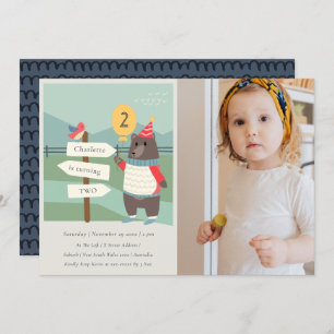 Birdy Bear Meilenstein jedes Foto Geburtstag Einla Dankeskarte