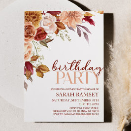 Birgundy Brown Orange Blume Blumenzwiebeln Geburts Einladung