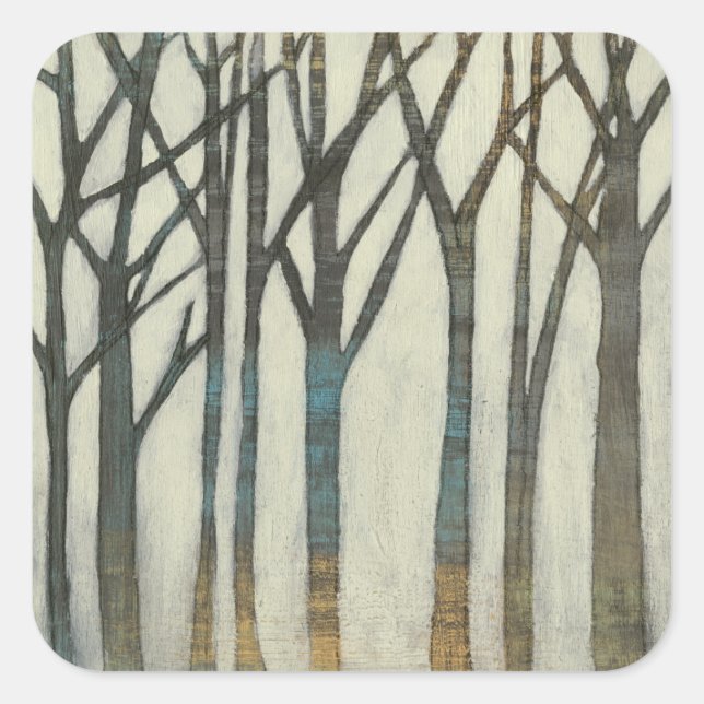 Birke Line I Quadratischer Aufkleber (Vorderseite)