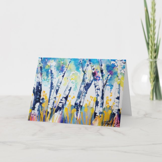 BIRKEN-BAUM-OFFENBARUNG ~ W/Color leere GRUSS Karte (Vorderseite)