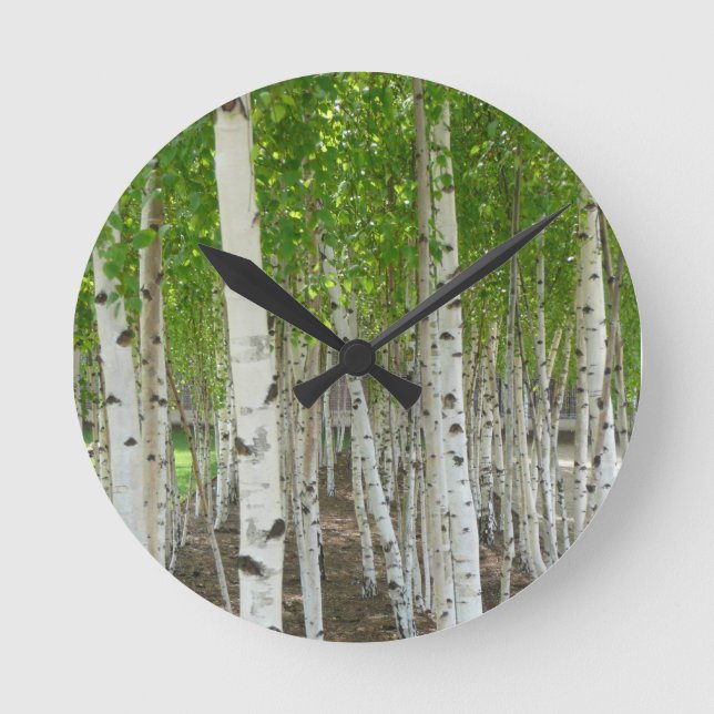 Birken-Baum-Uhr Runde Wanduhr (Vorderseite)