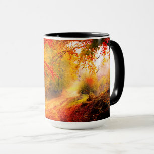 Birken Bäume fallen Herbst orange Blätter Landscha Tasse