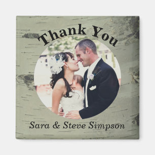 Birken-Holz-Hochzeit danken Ihnen Foto-Magnet Magnet