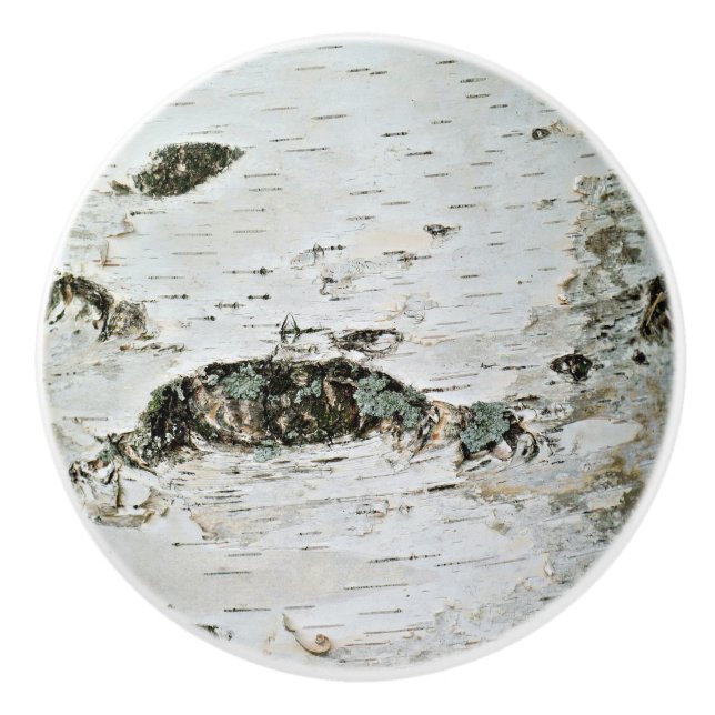 Birken-Holz-rustikale Fach-Griffe Keramikknauf (Vorderseite)