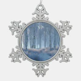 Birken-Strahlen-Schneewald  Schneeflocken Zinn-Ornament