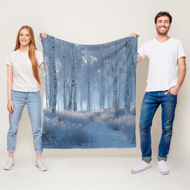 Birken-Strahlender-Schnee-Wald Fleecedecke (Beispiel)