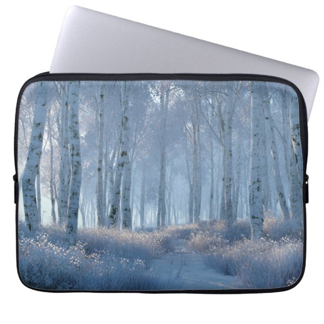 Birken-Strahlender-Schnee-Wald Laptopschutzhülle (Vorderseite)