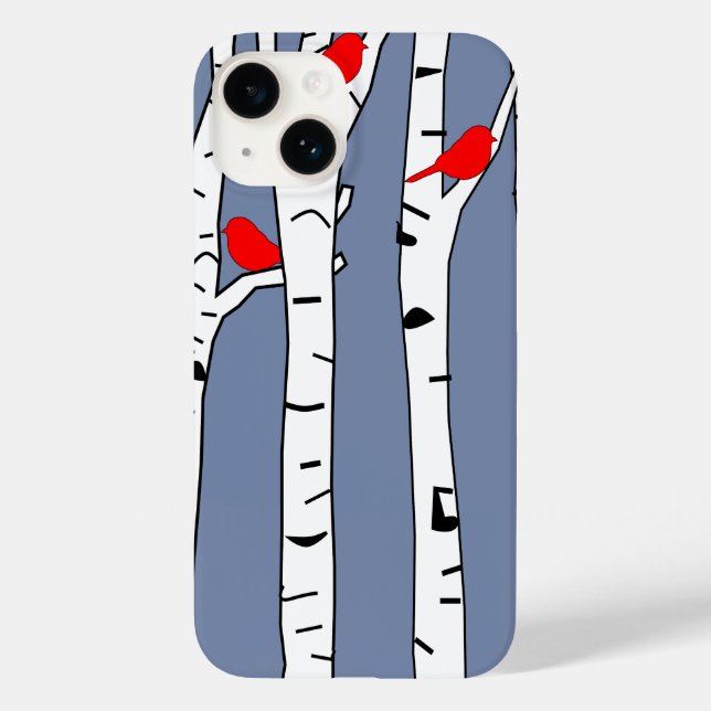 Birken und Vögel Case-Mate iPhone Hülle (Rückseite)