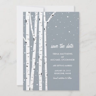 Birkenbaum und Schnee Save the Date