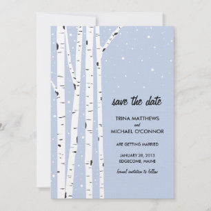 Birkenbaum und Schnee Save the Date Einladung