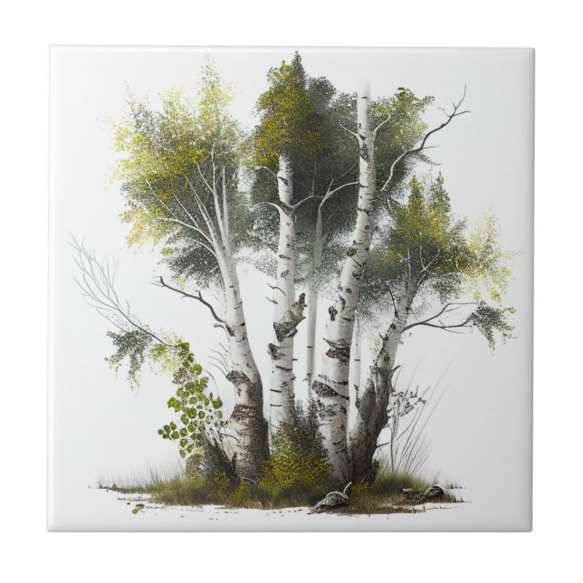 Birkenbäume, die Birken Nordirland Fliese (Vorderseite)