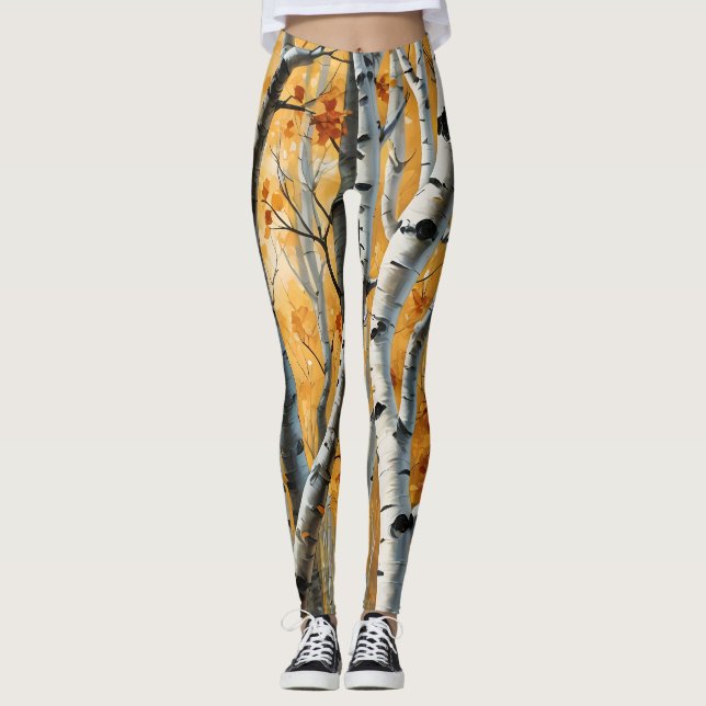 Birkenbäume im Herbst Leggings (Vorderseite)