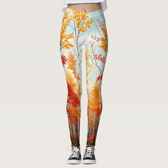 Birkenbäume im Herbst Leggings (Vorderseite)