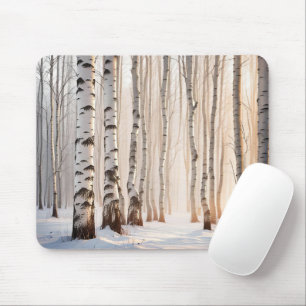 Birkenbäume im Winterwald Mousepad