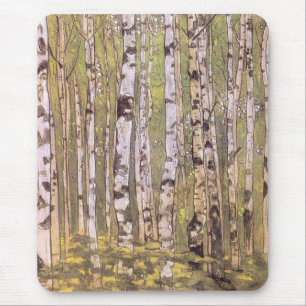 Birkenbäume in einem Wald (Roerich) Mousepad