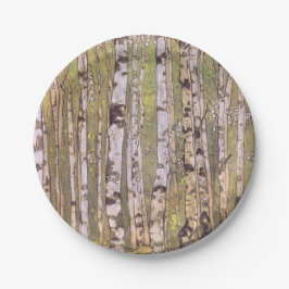 Birkenbäume in einem Wald (Roerich) Pappteller