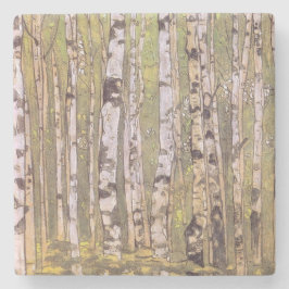 Birkenbäume in einem Wald (Roerich) Steinuntersetzer