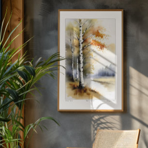 Birkenbäume in Wasserfarbe - Drucken Poster