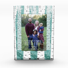 Birkenbäume Schneeflocken Winterwald gestreift Fotoblock