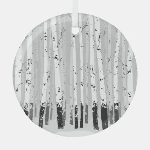 Birkenbäume Vintager horizontaler Hintergrund Ornament Aus Glas
