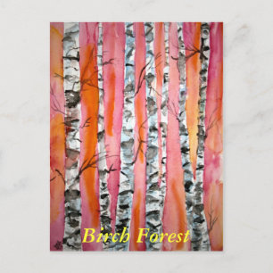 Birkenbaumlandschaft abstrakte Kunst Wälder Postka Postkarte