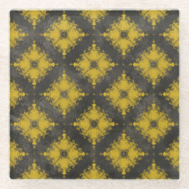 Birkenmuster aus Gelb und schwarzem Diamant Glasuntersetzer