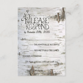 Birkenrinde-Hochzeit RSVP Karte