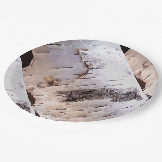 Birkenrinde Pappteller (Schrägansicht)