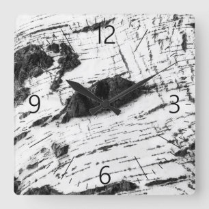Birkenrinde Quadratische Wanduhr