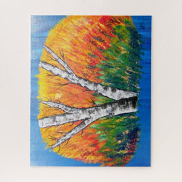 Birkenwald Abstrakte farbenprächtige Landschaft Puzzle