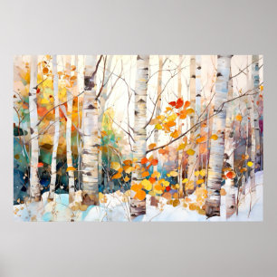 Birkenwald-Landschaft-Homedekorationsposter Poster