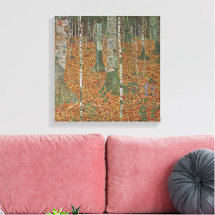 Birkenwald von Gustav Klimt, Vintage Art Nouveau Leinwanddruck