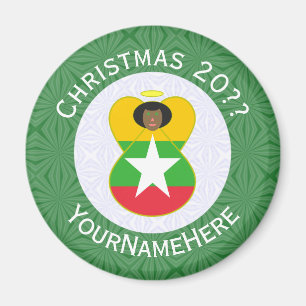 Birma/Myanmar Fahne Engel Weihnachten Personalisie Magnet