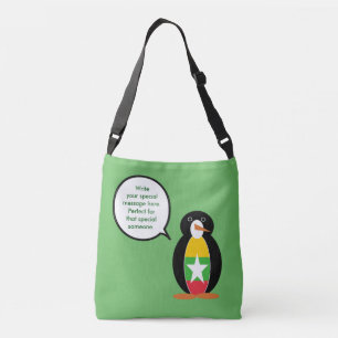 Birma Myanmar im Gespräch mit Frau Penguin Persona Tragetaschen Mit Langen Trägern