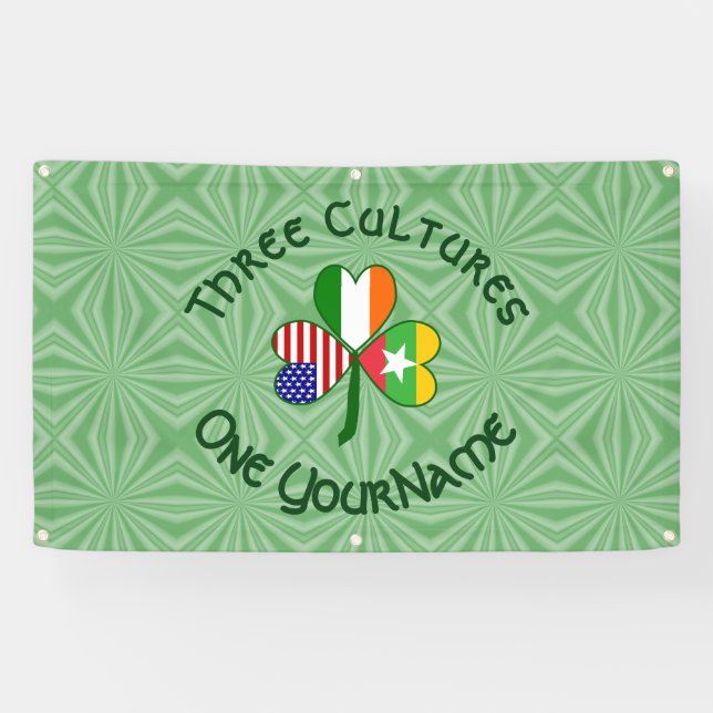 Birma/Myanmar - Irische Kleeblatt-Fahne Personalis Banner (Horizontal)