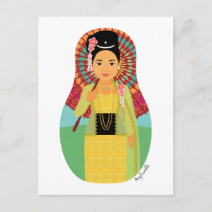 Birma, Myanmar Matryoshka Postcard Postkarte