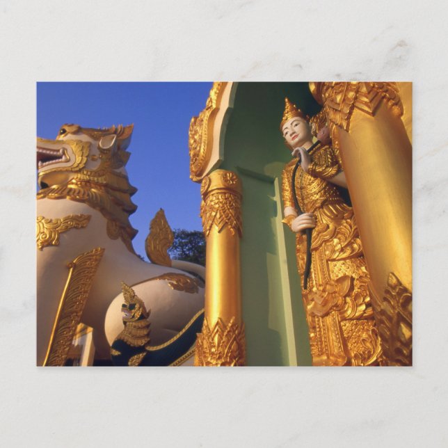 Birma (Myanmar), Rangoon (Yangon)-Tempel Postkarte (Vorderseite)