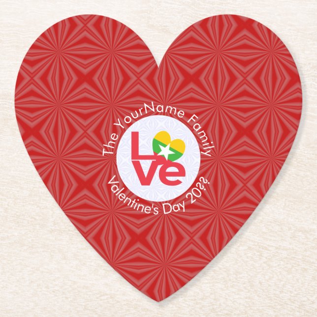 Birma/Myanmar - Rote LIEBE Personalisiert Untersetzer (Vorderseite)