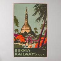 Birma-Myanmar-Tempel | Vintage Travel Poster