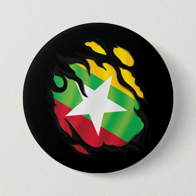 Birma-Rippfahne Button (Vorderseite)