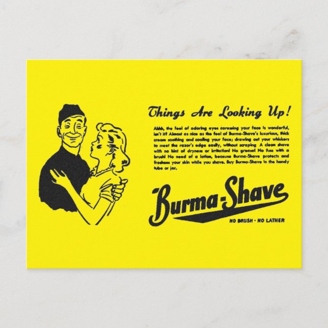 Birma Shave Adoring Postkarte (Vorderseite)