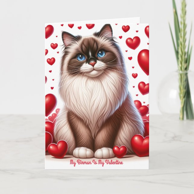Birman Bliss: Valentinstag-Urlaubskarte Feiertagskarte (Vorderseite)