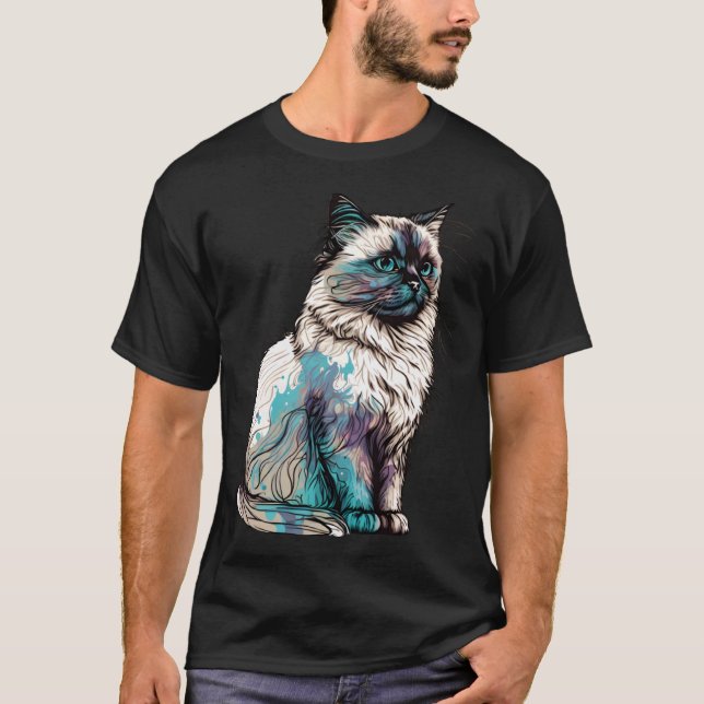 Birman Cat Breed Colorful Mama Lady T-Shirt (Vorderseite)