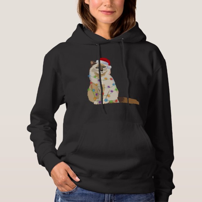 Birman Cat Christmas Lights Xmas Cat Lover Santa H Hoodie (Vorderseite)
