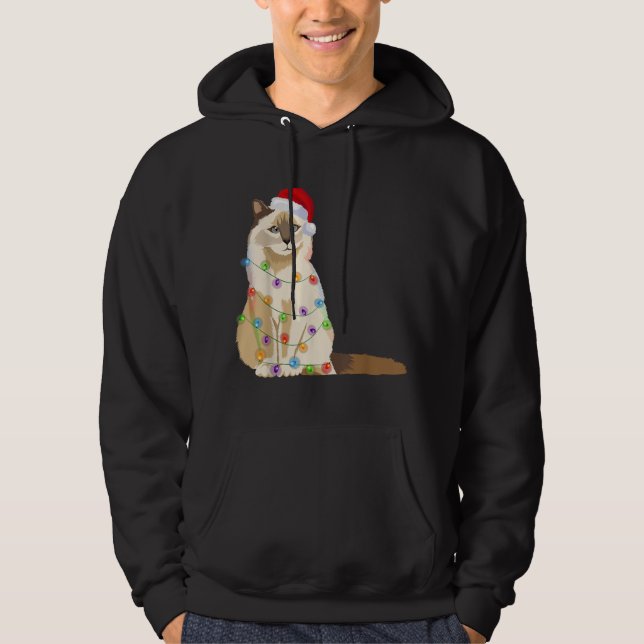 Birman Cat Christmas Lights Xmas Cat Lover Santa H Hoodie (Vorderseite)