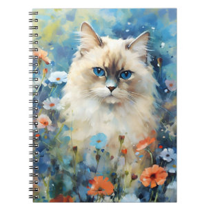 Birman Cat farbige Aquarellbilder Notizblock
