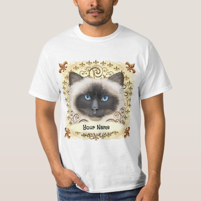 Birman Cat Fleur De Lis  T-Shirt (Vorderseite)